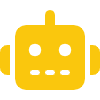 Icono de robot amarillo con ojos y líneas de boca.